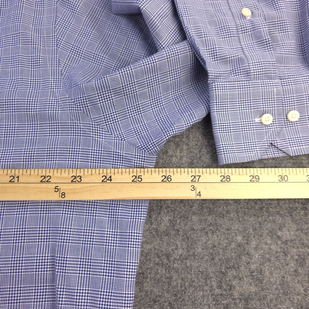 Brooks Brothers Dress Shirt 17.5 2/3 Regent Non Iron Blue Houndstooth Spread - Picture 5 of 9